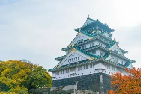 Osaka castle is surrounded by a park full of cherry and plum trees