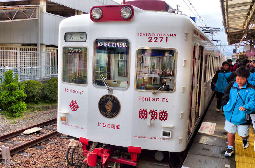 The Strawberry Train on Wakayama Electric Railway Kishigawa Line.