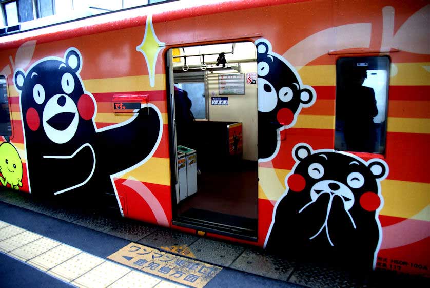 Another of the Kumamon themed trains on the Orange Hisatsu Railway.