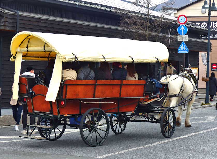 The very popular horse-drawn carriage ride around Yufuin.