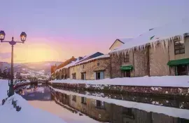Otaru Flussdock im Winter in Hokkaido