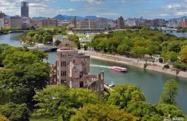 Blick auf den Genbaku Dome im Friedenspark, Hiroshima